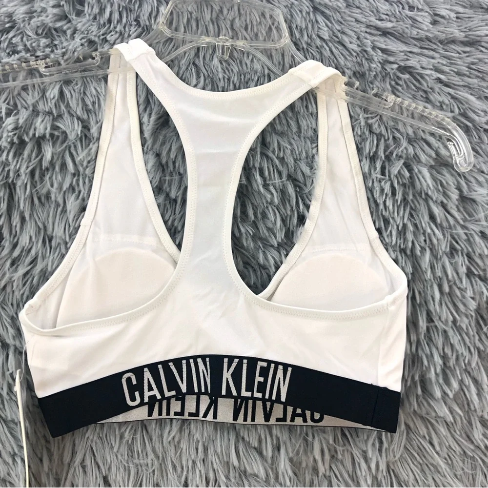 Calvin Klein Bra NWT Womens XS Swim Top Bralette Razorback White Black